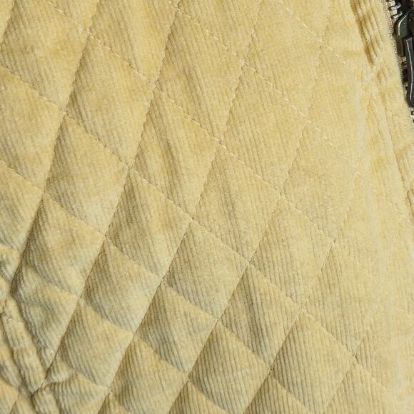 Christopher and Banks Yellow Quilted Corduroy Vest 2-Way Zipper with Pockets Med - Picture 2 of 10